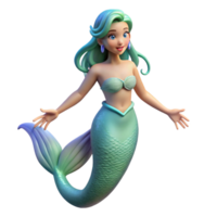 dynamic fascinating A Mermaid, beautiful woman with a fish tail, NO BACKGROUND with Transparent Background. high resolution png