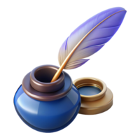 captivating retro A feather pen and inkwell NO BACKGROUND with Transparent Background. original png