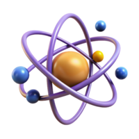 breathtaking artistic A levitating, abstract atom with orbiting electrons. NO BACKGROUND with Transparent Background. ultra HD png