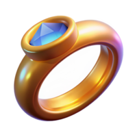 dramatic romantic avant-garde Magic ring, gold band, glowing gem NO BACKGROUND with Transparent Background. authentic png