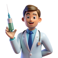 beautiful energetic surreal Doctor holding syringe NO BACKGROUND with Transparent Background. elite png