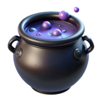 calm pristine A Witch's Cauldron, black and bubbling, NO BACKGROUND with Transparent Background. detailed png