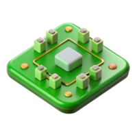 radiant memorable A circuit board, green with visible components. NO BACKGROUND with Transparent Background. png