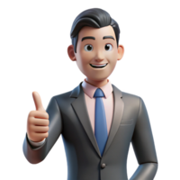 beautiful timeless Businessman in a suit giving a thumbs up, NO BACKGROUND with Transparent Background. png