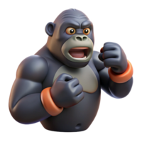 acclaimed traditional A gorilla, beating its chest. NO BACKGROUND with Transparent Background. 8K png