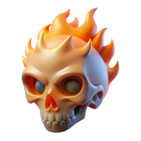 dynamic wonderful A stylized skull, wreathed in ethereal flames. NO BACKGROUND with Transparent Background. museum quality png