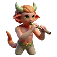 breathtaking peaceful gothic A satyr playing a flute NO BACKGROUND with Transparent Background. handcrafted png