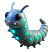dreamy vibrant Alien larva with bioluminescent markings NO BACKGROUND with Transparent Background. flawless png