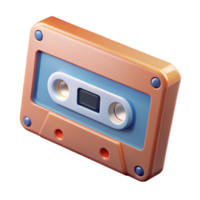 bold mesmerizing A vintage cassette tape, label visible. NO BACKGROUND with Transparent Background. handcrafted png