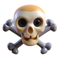 elegant tranquil tropical Cartoon skull, crossbones, pirate style, NO BACKGROUND with Transparent Background. gallery standard png