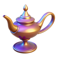 captivating energetic surreal Genie Lamp, ornate and magical, ready to be rubbed, NO BACKGROUND with Transparent Background. handcrafted png