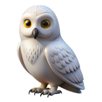 beautiful distinctive A perched snowy owl. NO BACKGROUND with Transparent Background. png