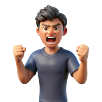 alluring standout Angry young man, clenched fists, NO BACKGROUND with Transparent Background. png