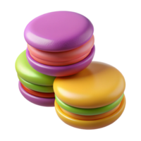 dramatic urban A stack of colorful macarons, NO BACKGROUND with Transparent Background. artisan png