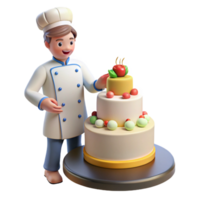 acclaimed abstract Pastry chef decorating cake NO BACKGROUND with Transparent Background. precision png