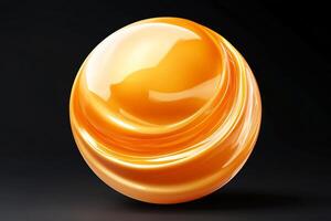 A glossy, orange spherical object with a smooth surface and soft curves. photo
