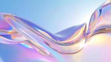 Abstract fluid shapes with iridescent colors on a soft background. photo