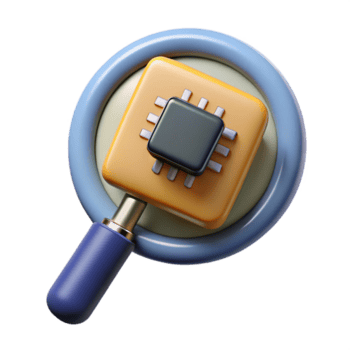 séduisant mélancolique biologique une grossissant verre plus de une ordinateur puce électronique. non Contexte avec transparent Contexte. tranchant png