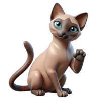 serene bold modern A sleek Siamese cat, grooming its paw. NO BACKGROUND with Transparent Background. high quality png