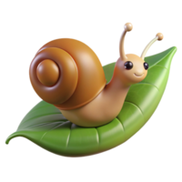 impressive celebrated A snail, crawling on a leaf. NO BACKGROUND with Transparent Background. png
