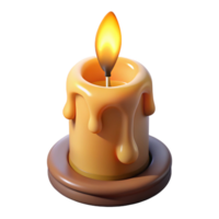 captivating quintessential Single candle, flickering flame, wax dripping, NO BACKGROUND with Transparent Background. png