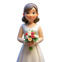 alluring remarkable Bride, holding bouquet, NO BACKGROUND with Transparent Background. png