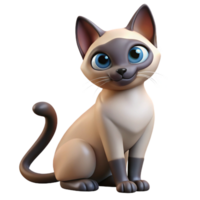distinguished artistic Siamese cat, grooming itself, NO BACKGROUND with Transparent Background. artisan png