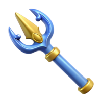 enchanting artistic Poseidon's Trident, ornate and powerful, NO BACKGROUND with Transparent Background. authentic png