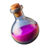 dynamic fascinating A Potion Bottle, filled with a colorful liquid, NO BACKGROUND with Transparent Background. fine detail png