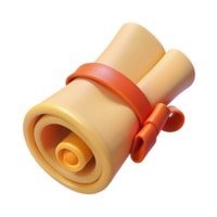 alluring futuristic A Scroll, rolled parchment tied with a ribbon, NO BACKGROUND with Transparent Background. sharp png