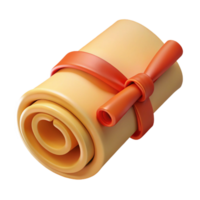 beautiful ethereal industrial A Scroll, rolled parchment tied with a ribbon, NO BACKGROUND with Transparent Background. sharp png