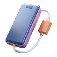 captivating bohemian Portable power bank charging a smartphone, NO BACKGROUND with Transparent Background. handcrafted png