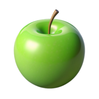 captivating playful mid-century Single perfect green apple NO BACKGROUND with Transparent Background. masterfully captured png