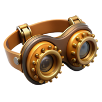 stunning urban Steampunk goggles with intricate brass gears and leather straps. NO BACKGROUND with Transparent Background. genuine png