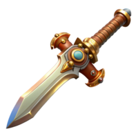 serene calm victorian Steampunk sword with a serrated blade and ornate hilt. NO BACKGROUND with Transparent Background. masterfully captured png