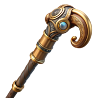 peaceful gorgeous Steampunk cane with a hidden blade and intricate carvings. NO BACKGROUND with Transparent Background. high quality png