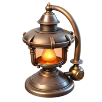 pristine abstract Steampunk lamp with a flickering flame and ornate base. NO BACKGROUND with Transparent Background. impeccable png