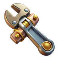 mesmerizing standout Steampunk wrench with adjustable jaws and brass accents. NO BACKGROUND with Transparent Background. png