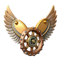 tranquil vibrant Steampunk wings made of clockwork gears and delicate metal framework. NO BACKGROUND with Transparent Background. expertly shot png