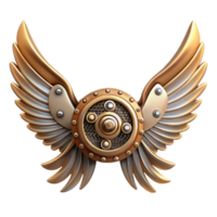 coveted contemporary Steampunk wings made of clockwork gears and delicate metal framework. NO BACKGROUND with Transparent Background. detailed png
