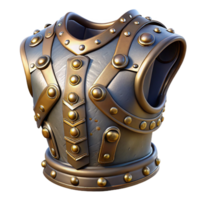 celebrated vintage Steampunk armor breastplate with intricate metal plating and rivets. NO BACKGROUND with Transparent Background. detailed png
