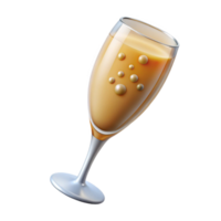captivating minimalist A glass of overflowing champagne, with bubbles, NO BACKGROUND with Transparent Background. impeccable png
