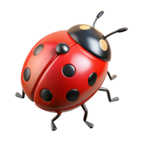 dreamy majestic A single, red ladybug, crawling, NO BACKGROUND with Transparent Background. artisan png
