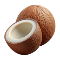 beautiful sought-after A single, brown coconut, whole and uncut, NO BACKGROUND with Transparent Background. png