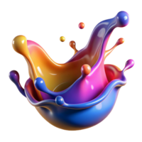 unparalleled abstract A dynamic splash of colorful liquid suspended in mid-air. NO BACKGROUND with Transparent Background. genuine png