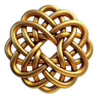 bold alluring An intricate Celtic knot design in metallic gold. NO BACKGROUND with Transparent Background. crisp png