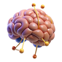 playful dazzling A stylized brain with interconnected neural pathways. NO BACKGROUND with Transparent Background. sharp png