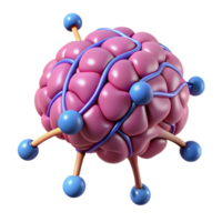 sought-after mid-century A stylized brain with interconnected neural pathways. NO BACKGROUND with Transparent Background. original png