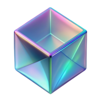 coveted renaissance A floating, translucent cube with a holographic effect. NO BACKGROUND with Transparent Background. perfect clarity png