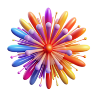 elegant abstract A dynamic, exploding firework of colorful particles. NO BACKGROUND with Transparent Background. 8K png